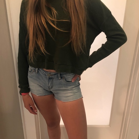 forever 21 girls green hooded long sleeve - Picture 2 of 2
